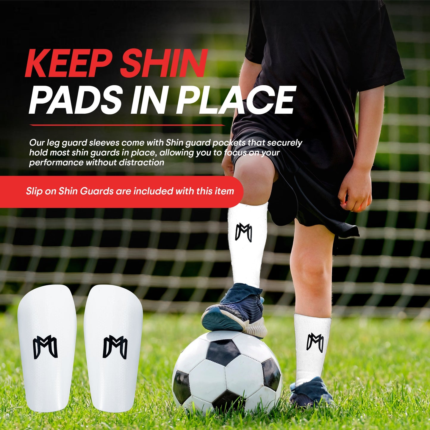 Soccer Shin Guard Sleeves with Padded Protection