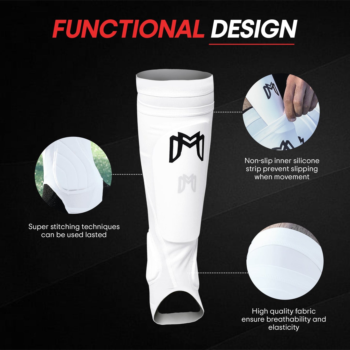 Soccer Shin Guard Sleeves with Padded Protection