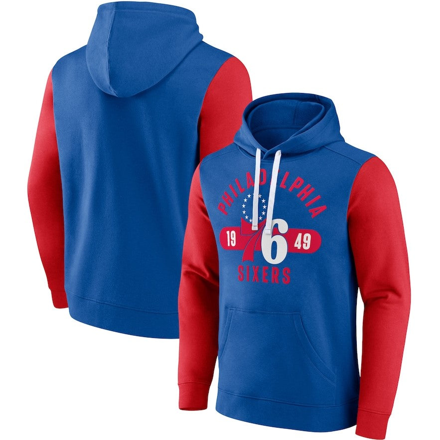 Philadelphia 76ers Bold Attack Pullover Hoodie Royal/Red