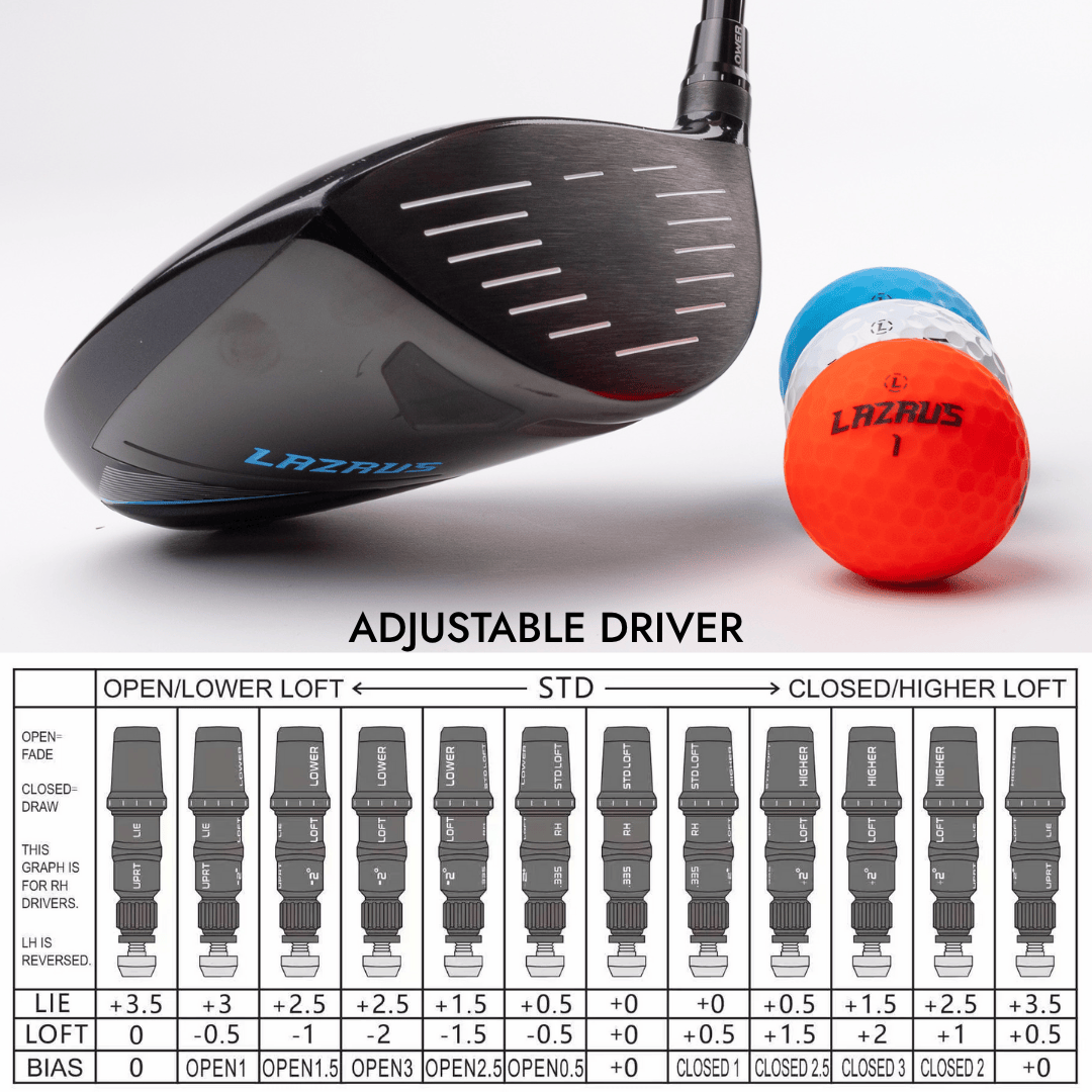 Lazrus Golf 11 pc Set - LAZ2 Driver, 3W, 4H, 6-PW Irons, 52° Wedge, Putter & Bag