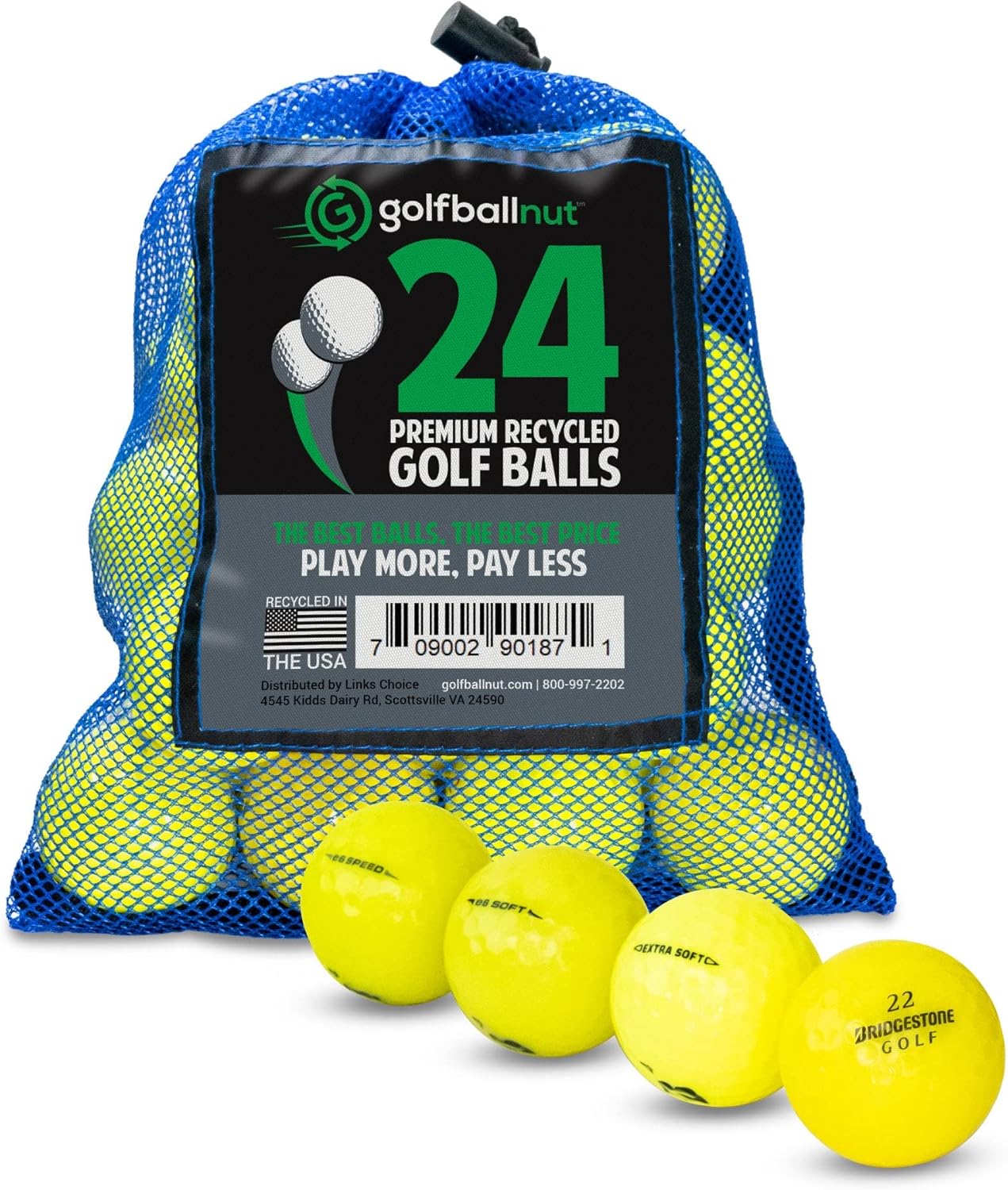 Used Bridgestone Yellow Mix Golf Balls (Bulk Mesh Bags)