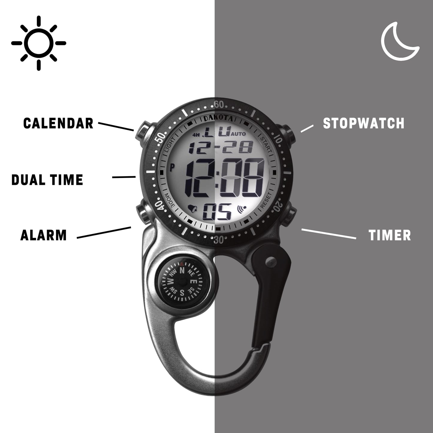 Digital Clip Watch in Silver