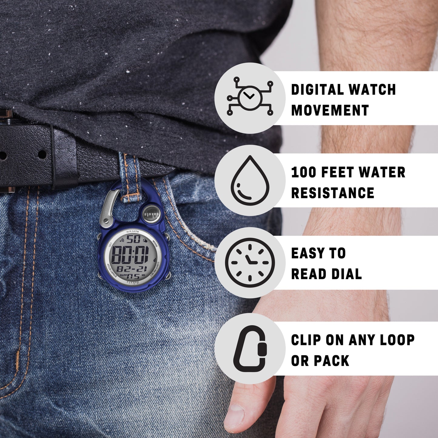 Petite Digital Clip Watch in Blue