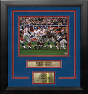Autographed New York Giants Eli Manning Super Bowl XLII Sack Escape Framed Photo