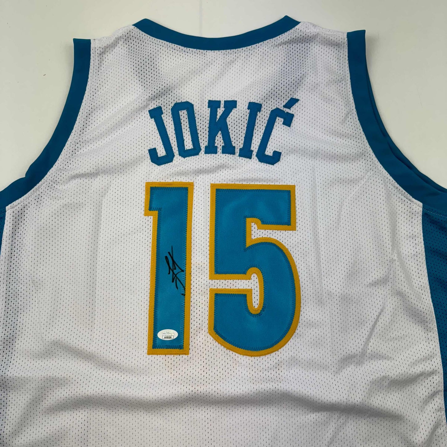 Autographed Nikola Jokic Denver White Retro Throwback Basketball Jersey