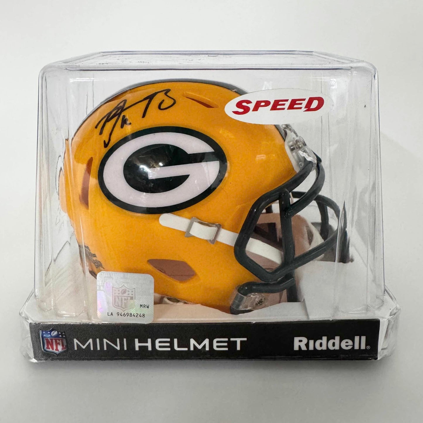 Autographed Aaron Rodgers Green Bay Packers Football Speed Mini Helmet