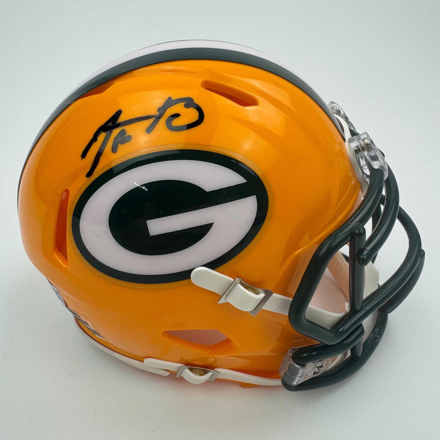 Autographed Aaron Rodgers Green Bay Packers Football Speed Mini Helmet