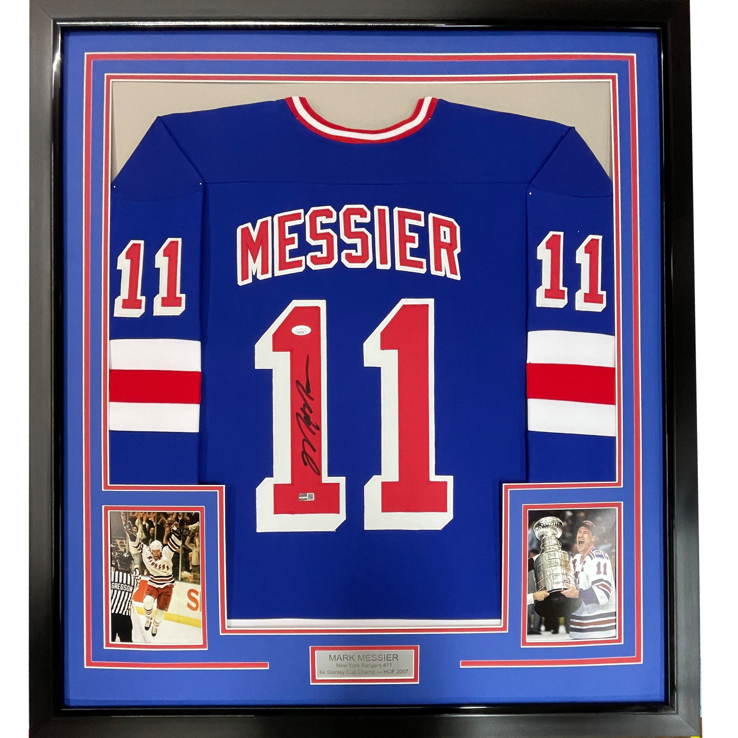 Autographed Framed Mark Messier New York Blue Hockey Jersey