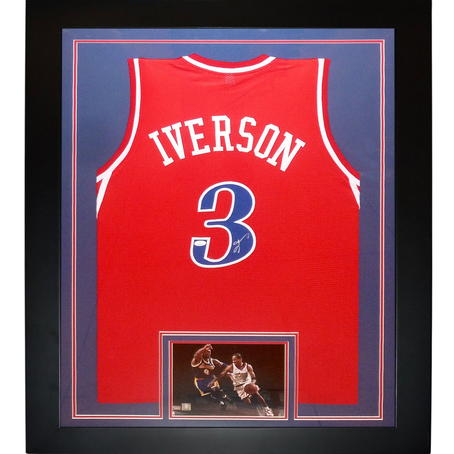 Allen Iverson Autographed Philadelphia 76ers (Red #3) Deluxe Framed Jersey