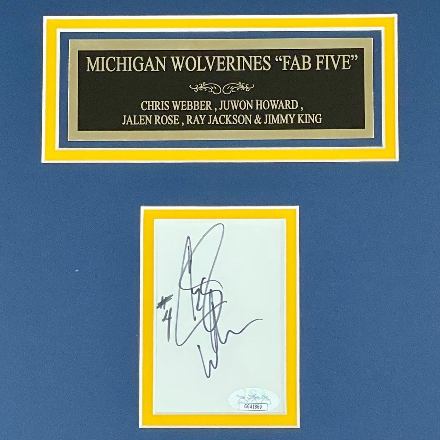 Michigan Wolverines FAB FIVE Basketball Deluxe Framed Poster with Cut Autographs