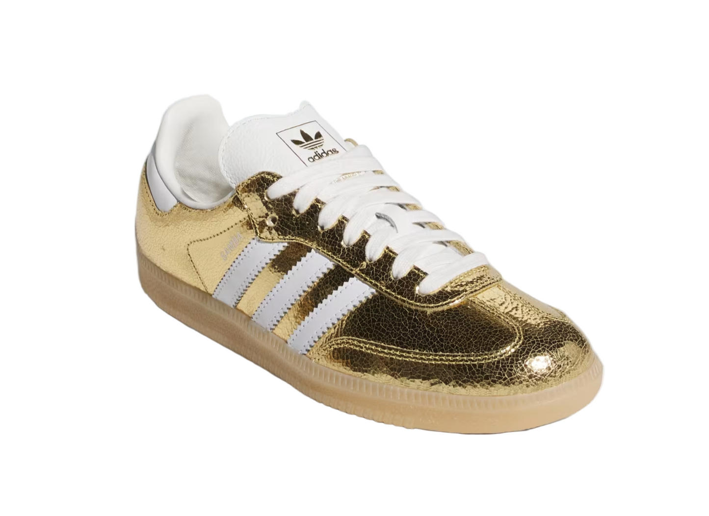 Adidas Samba OG Womens Gold Metallic Cracked Leather