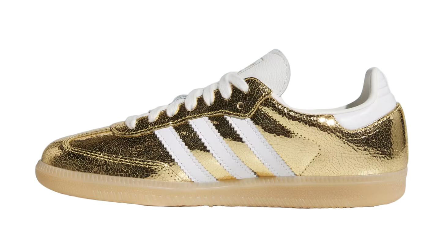 Adidas Samba OG Womens Gold Metallic Cracked Leather
