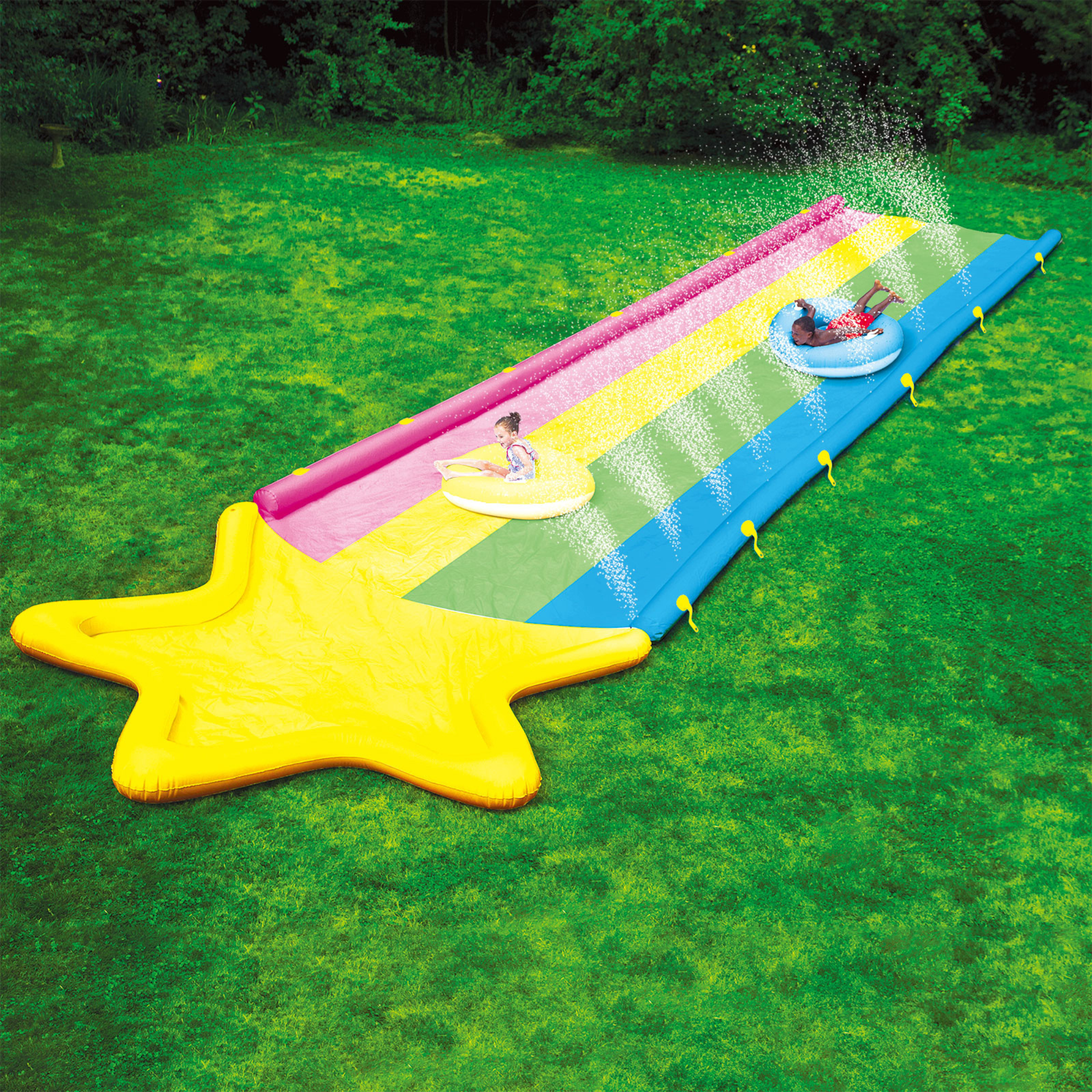 Rainbow Star Super Slide with 2 Inflatable Sleds