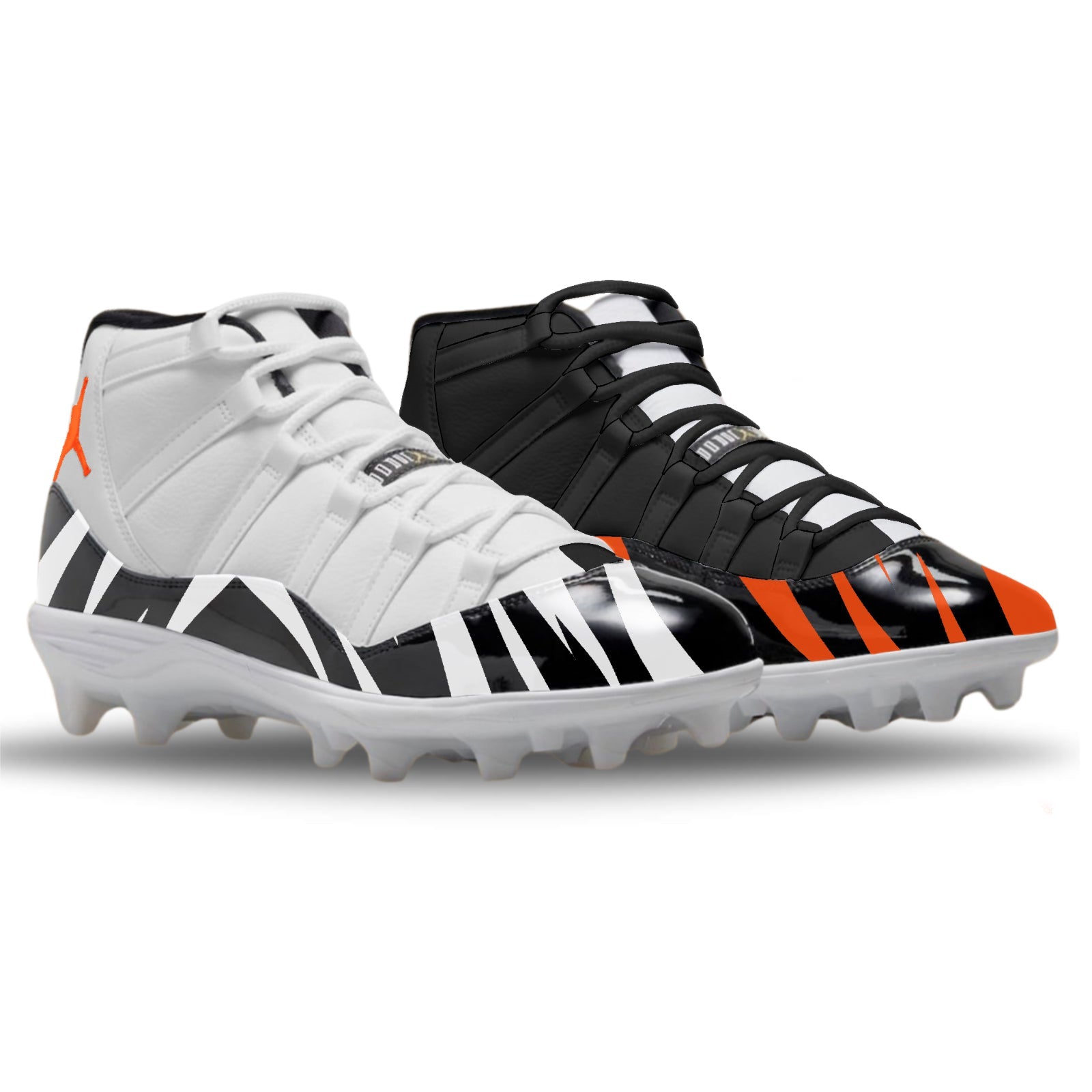 Cincinnati Mismatch Jordan 11 Retro TD Football Cleats On Modells.com/Cleats 9