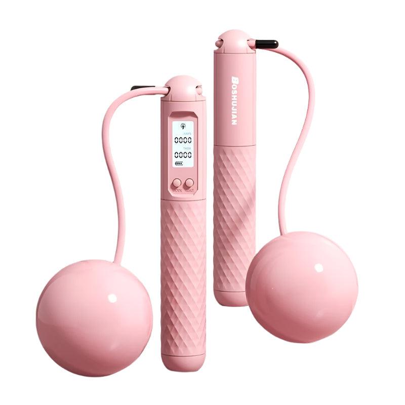 Pink Cordless Adjustable Jump Rope with Weighted Ball and Intelligent Counter Screen