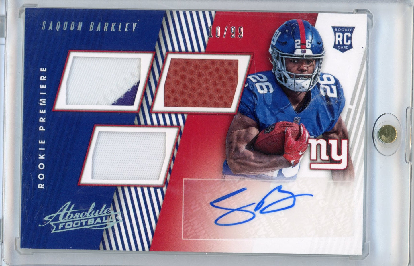 2018 Panini Autographed Absolute Saquon Barkley #156 Rookie Premiere Auto /99 Football Card