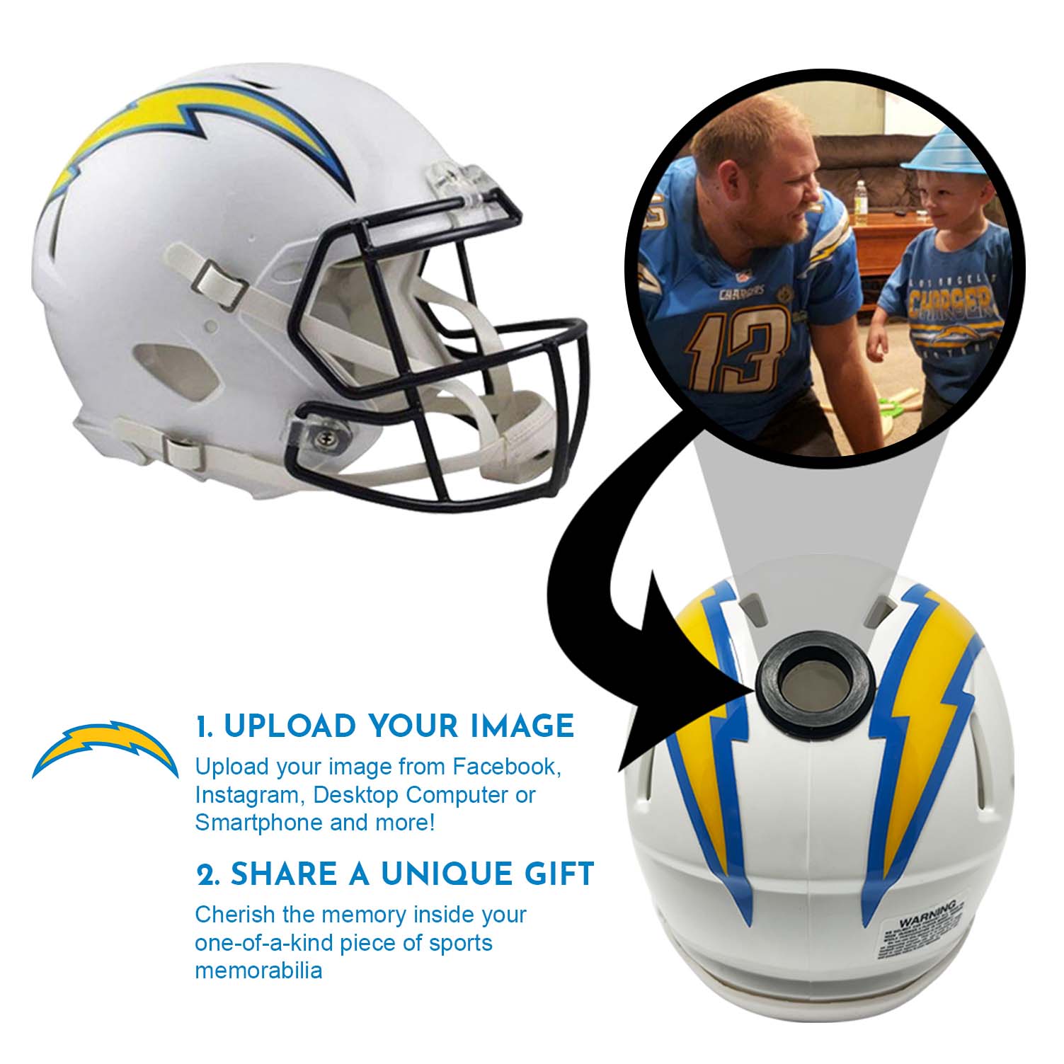Los Angeles Chargers NFL Mini Helmet - Picture Inside