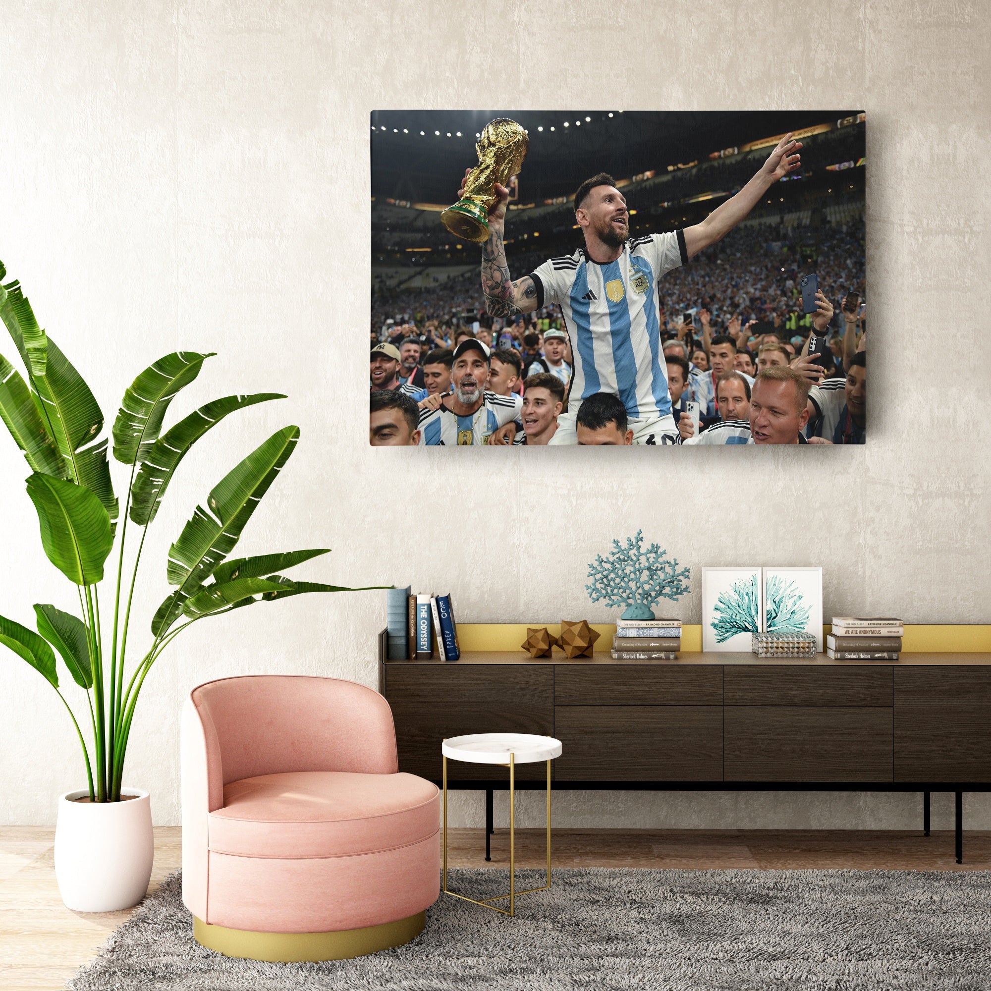 Lionel Messi World Cup Celebration Canvas Art Soccer Wall Decor Poster