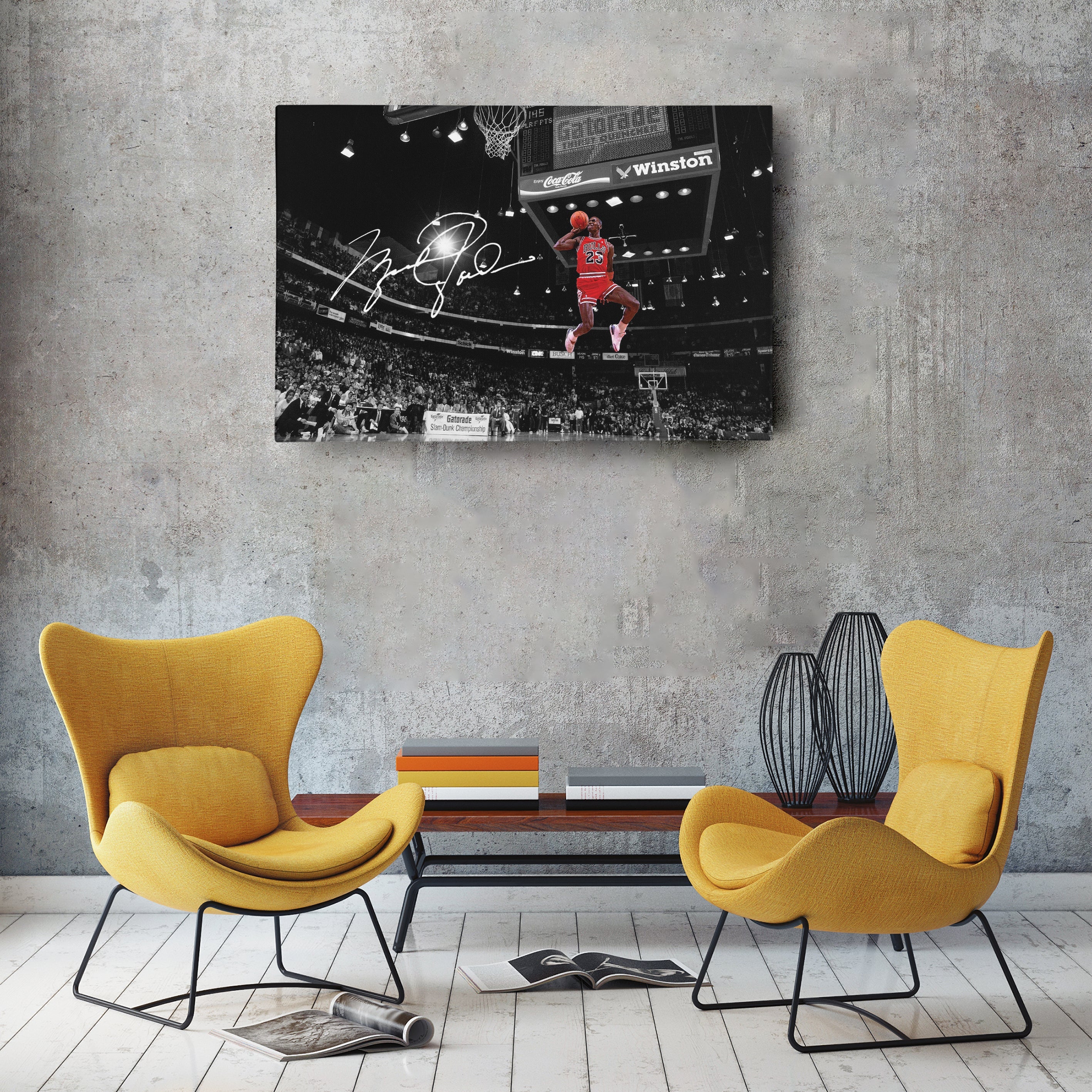 Chicago Bulls Michael Jordan Autographed Slam Dunk Canvas Wall Art