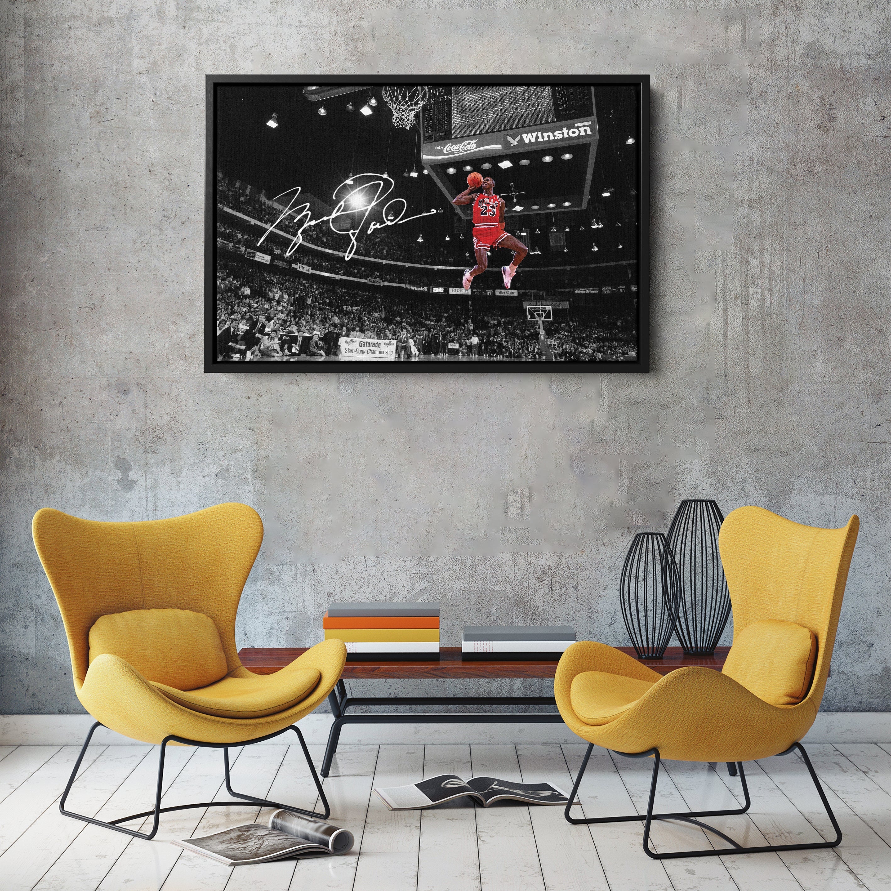 Chicago Bulls Michael Jordan Autographed Slam Dunk Canvas Wall Art
