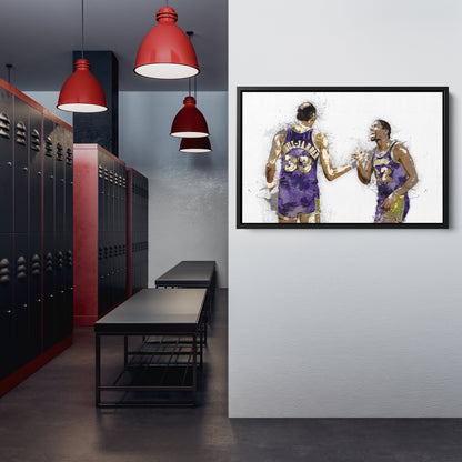 Magic Johnson & Kareem Abdul-Jabbar Canvas Art – Los Angeles Lakers Wall Decor