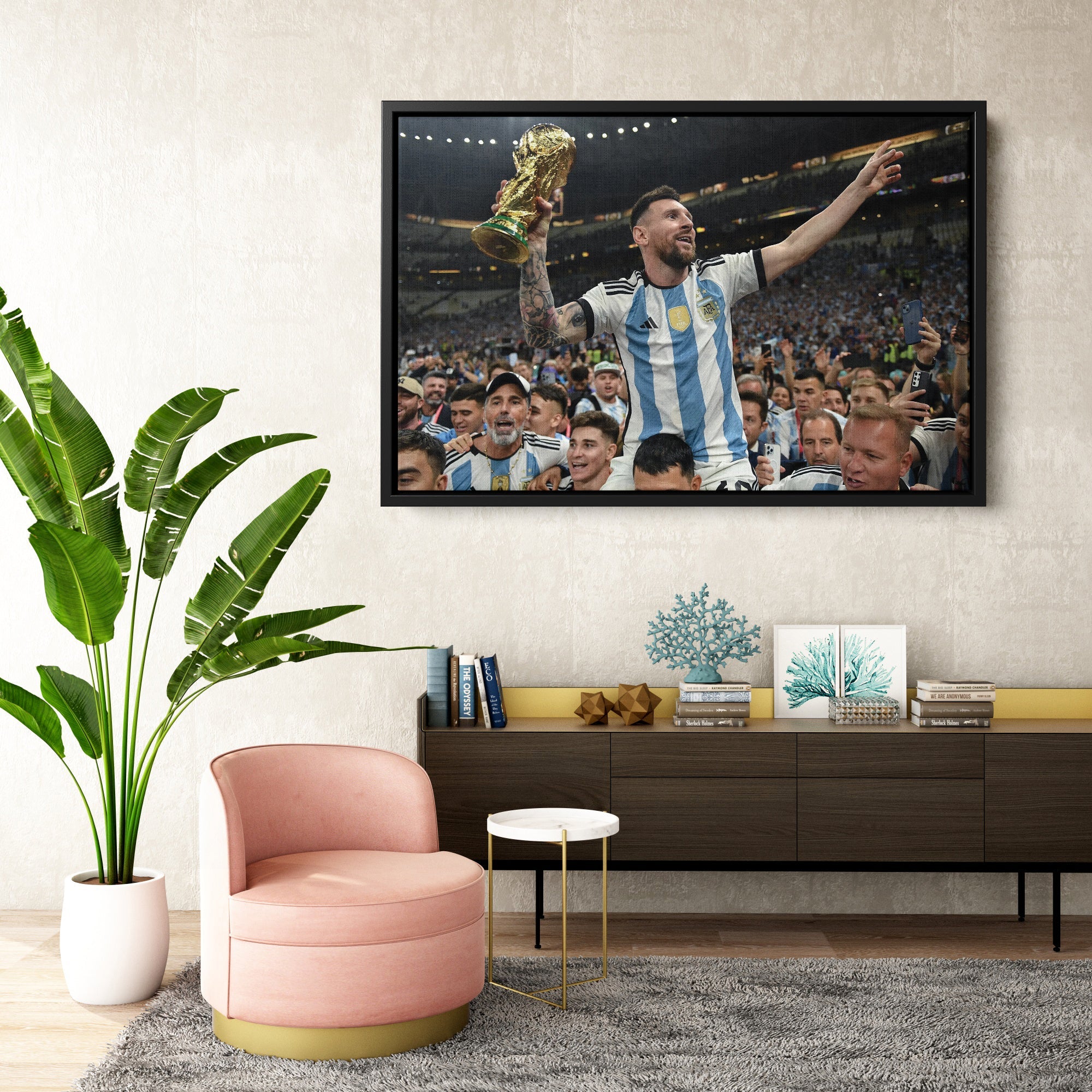 Lionel Messi World Cup Celebration Canvas Art Soccer Wall Decor Poster