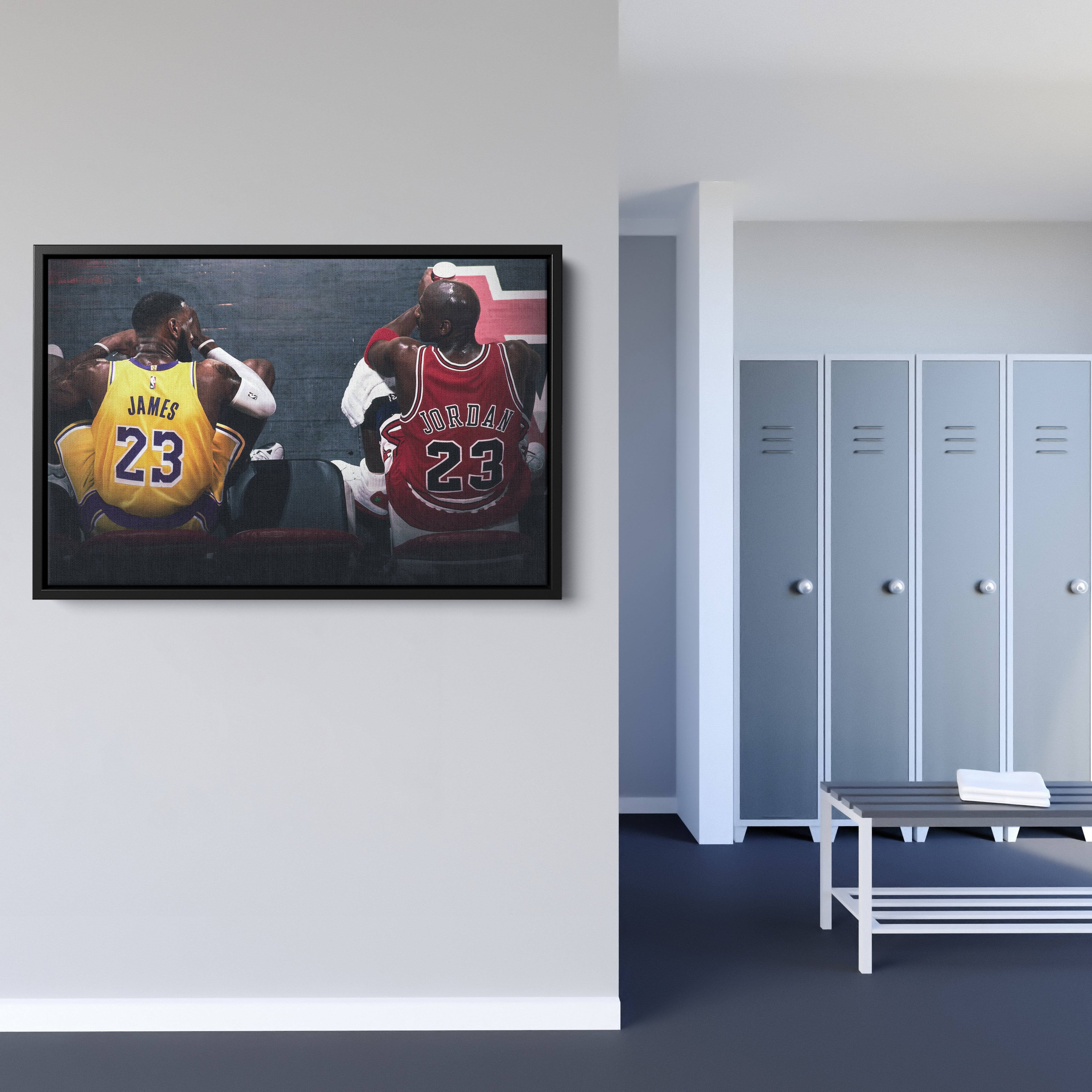 Michael Jordan & LeBron James Lakers vs Bulls Canvas Wall Art