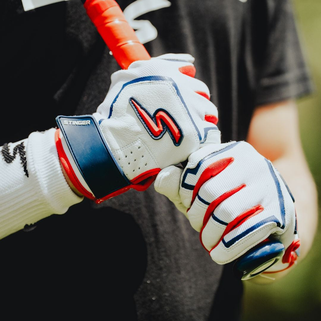 Sting Squad Batting Gloves - Red, White & True