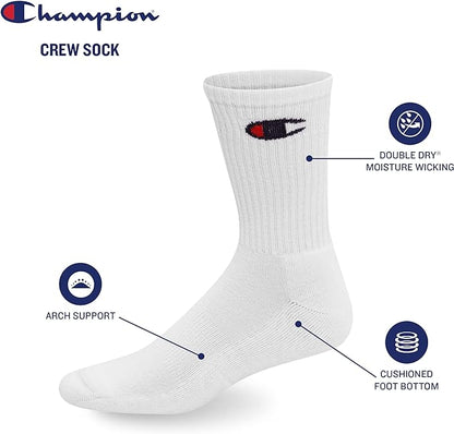 12-Pack Champion Crew Gray Socks