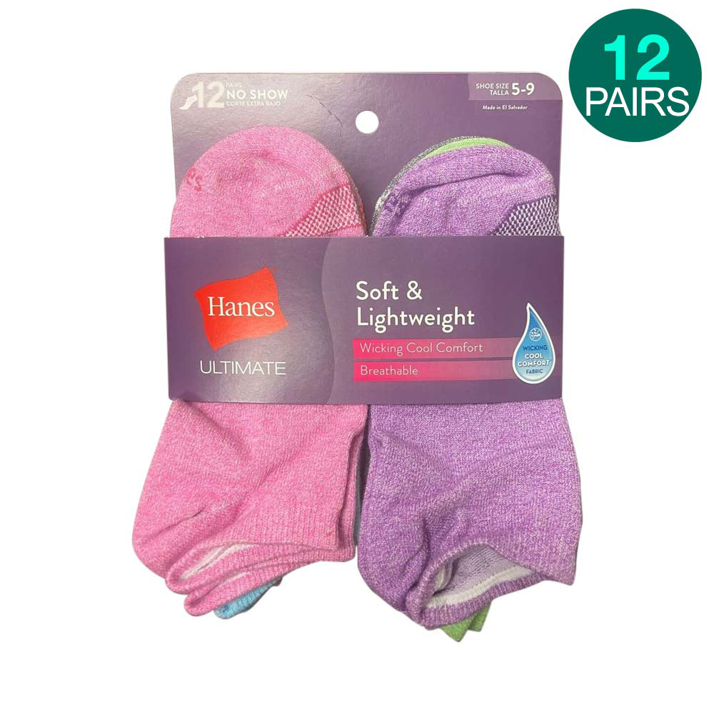 Hanes Womens Soft No Show Socks (12 Pack)