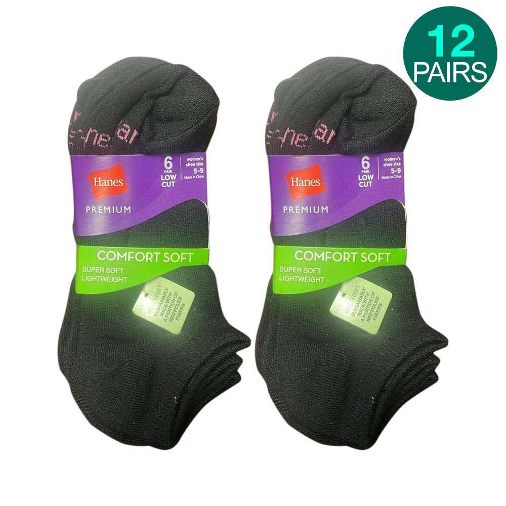 12-Pack Hanes Premium Low Cut Socks