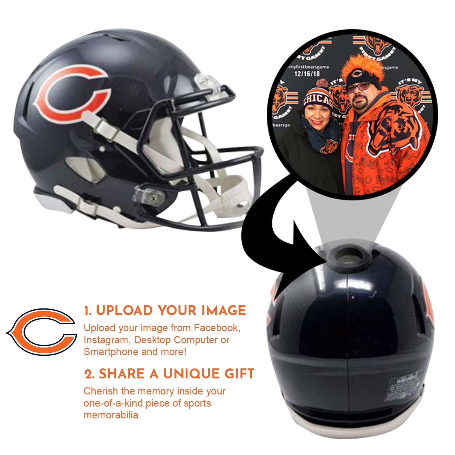 Chicago Bears NFL Mini Helmet - Picture Inside