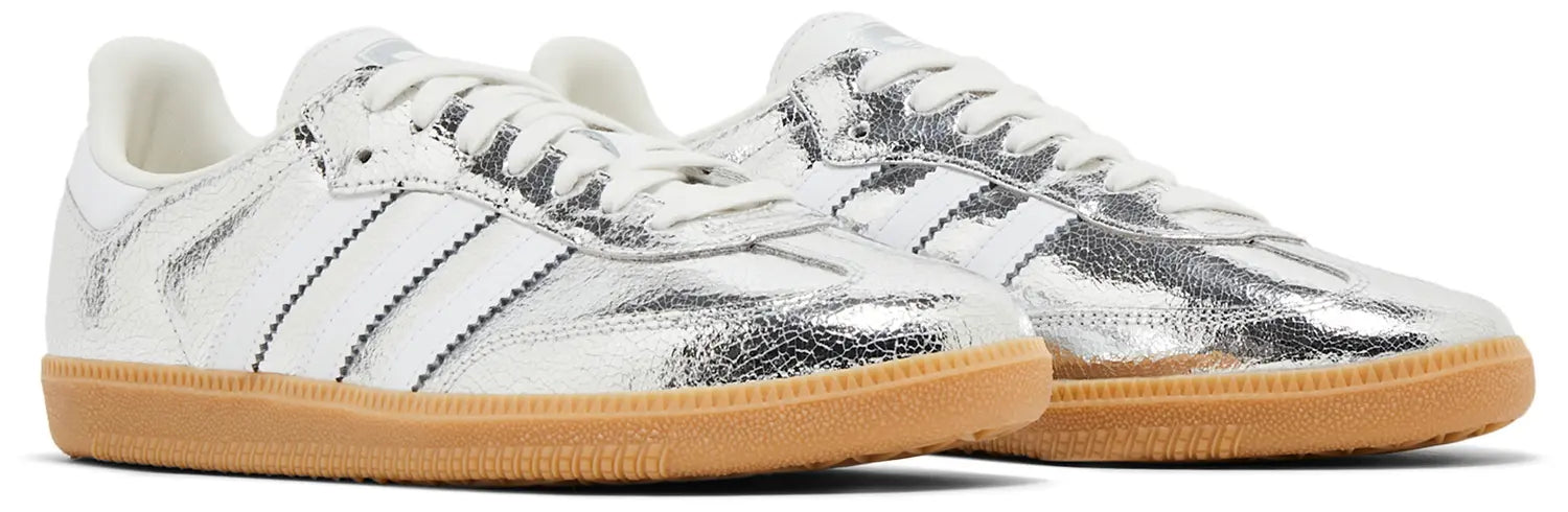 Adidas Samba OG Silver Metallic Cracked Leather (Women's)