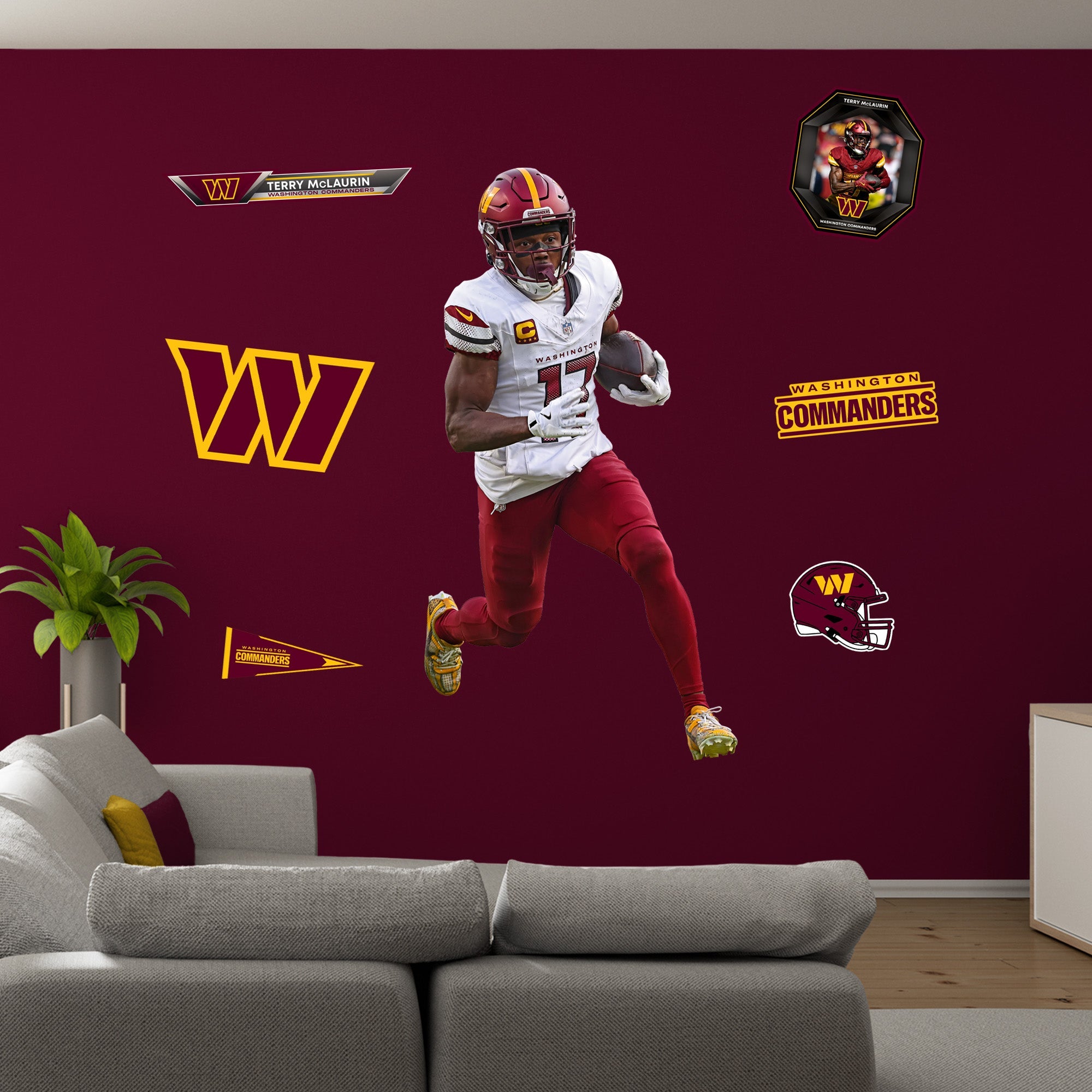 Washington Commanders Terry McLaurin RealBig Collection Reusable Vinyl Wall Decals