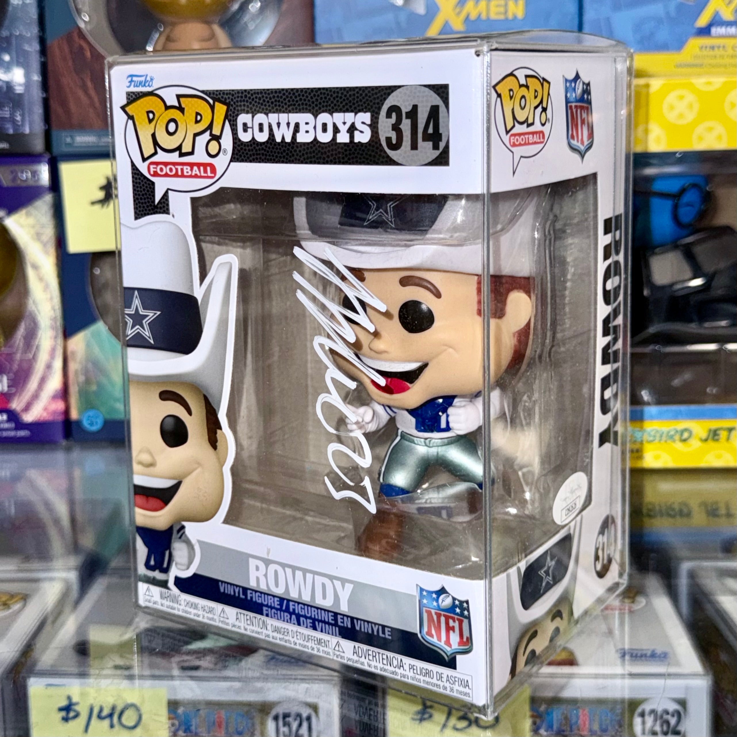 Autographed Jaydon Blue Signed NFL Dallas Cowboys Mascot Rowdy Funko Pop! #314