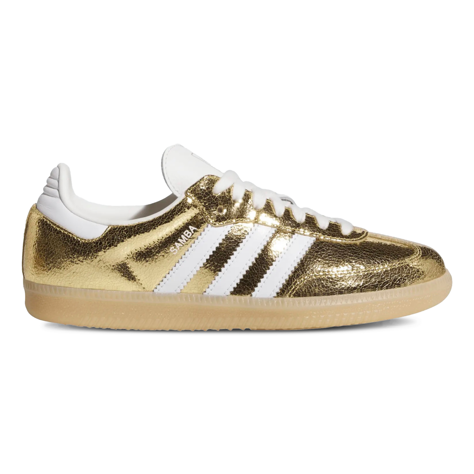 Adidas Samba OG Womens Gold Metallic Cracked Leather