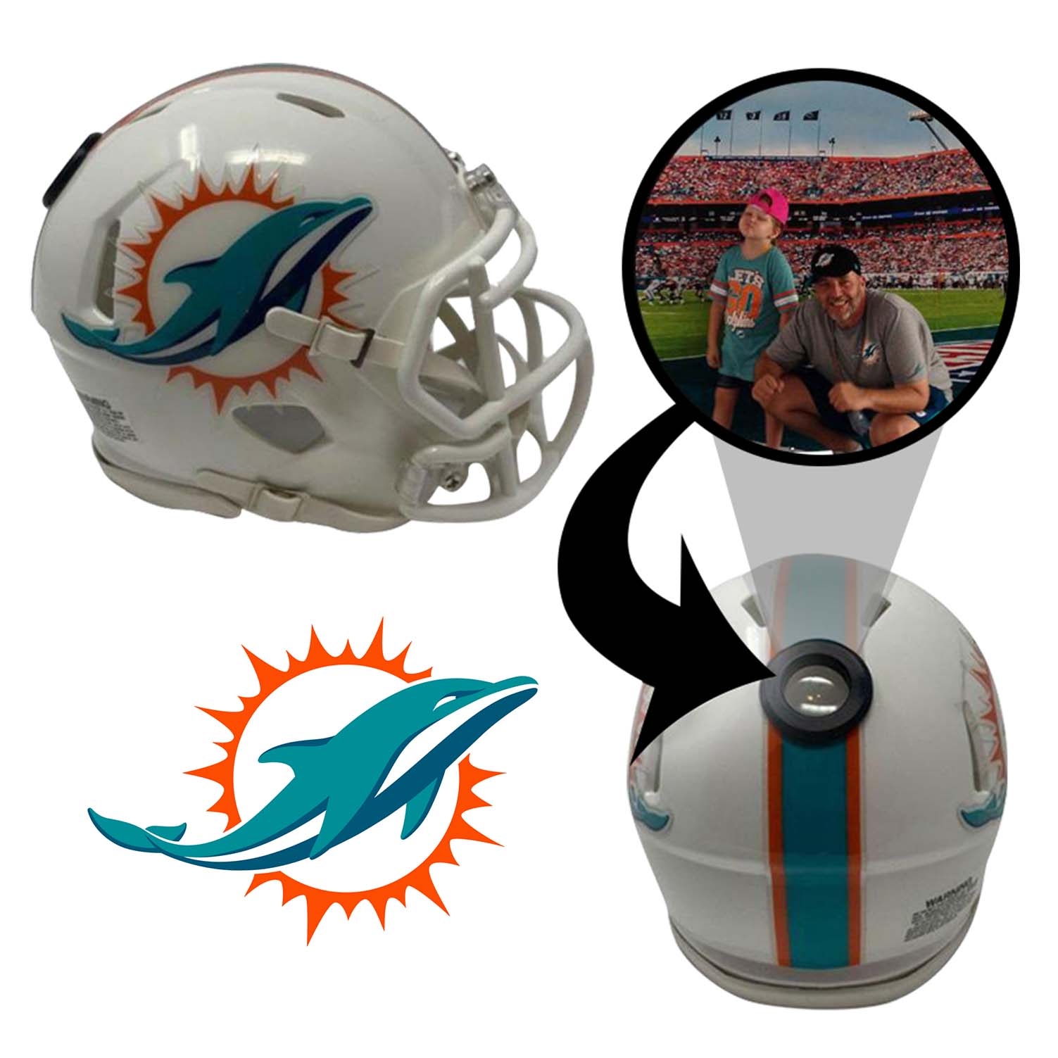 Miami Dolphins NFL Mini Helmet - Picture Inside