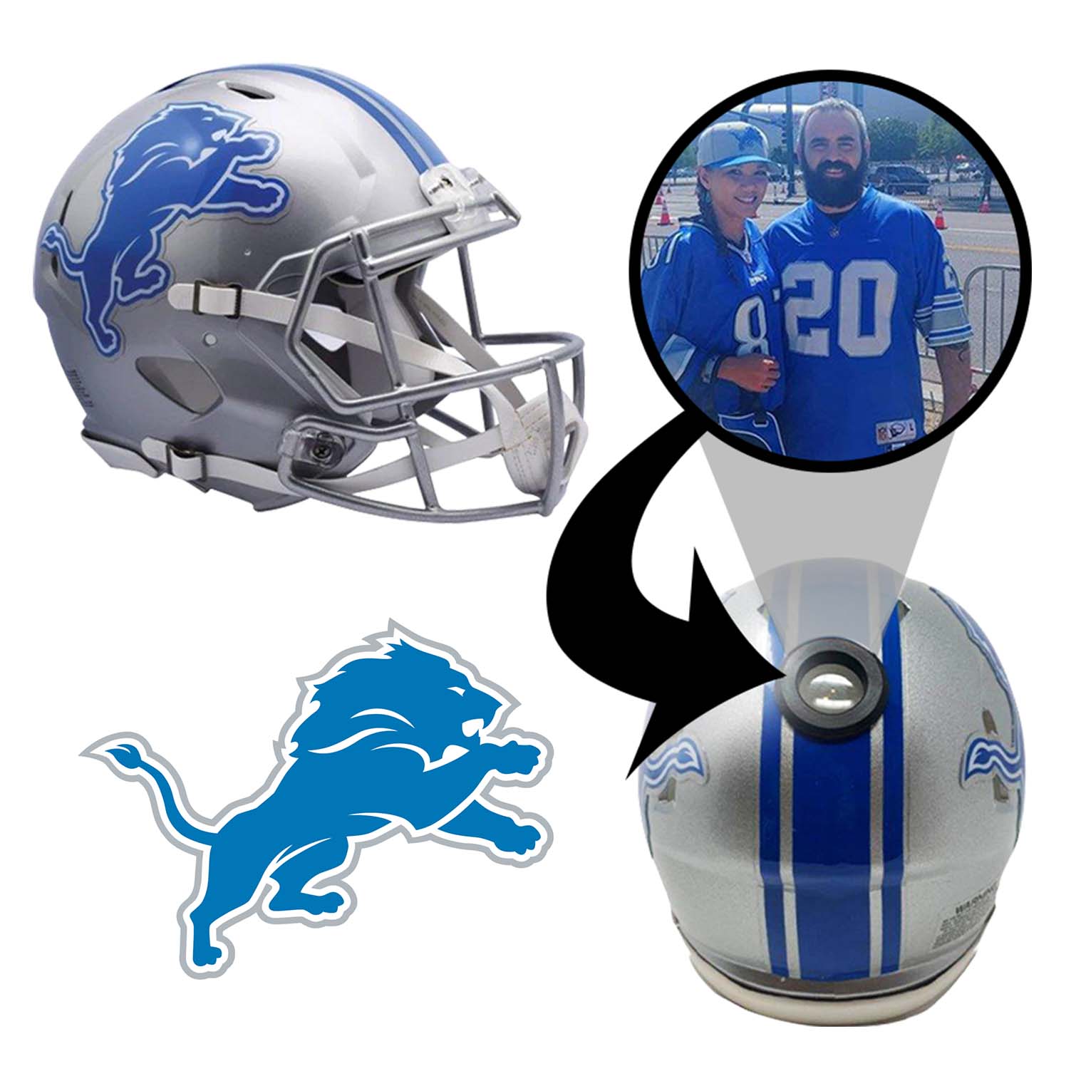 Detroit Lions NFL Mini Helmet - Picture Inside