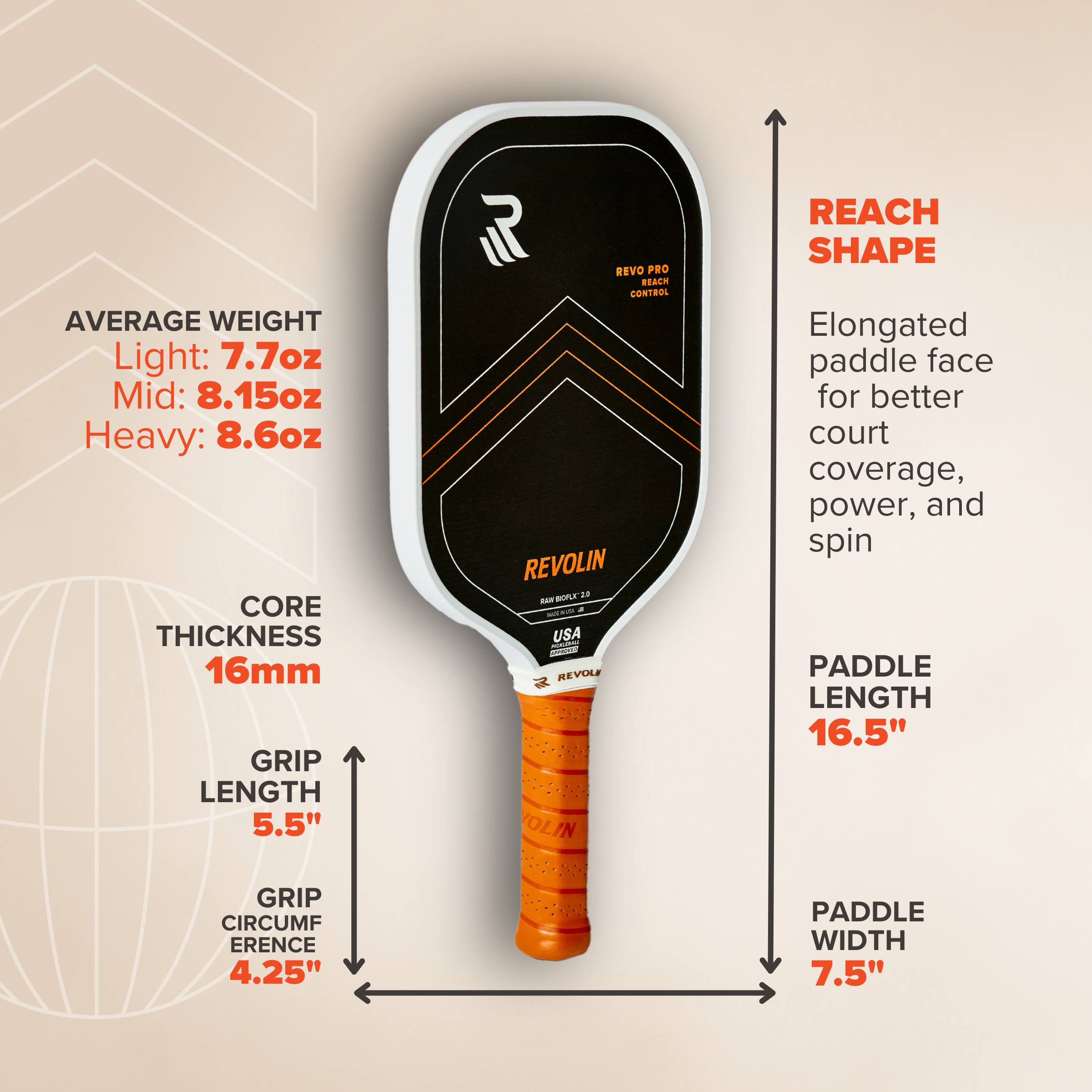 REVO PRO Reach Pickleball Paddle