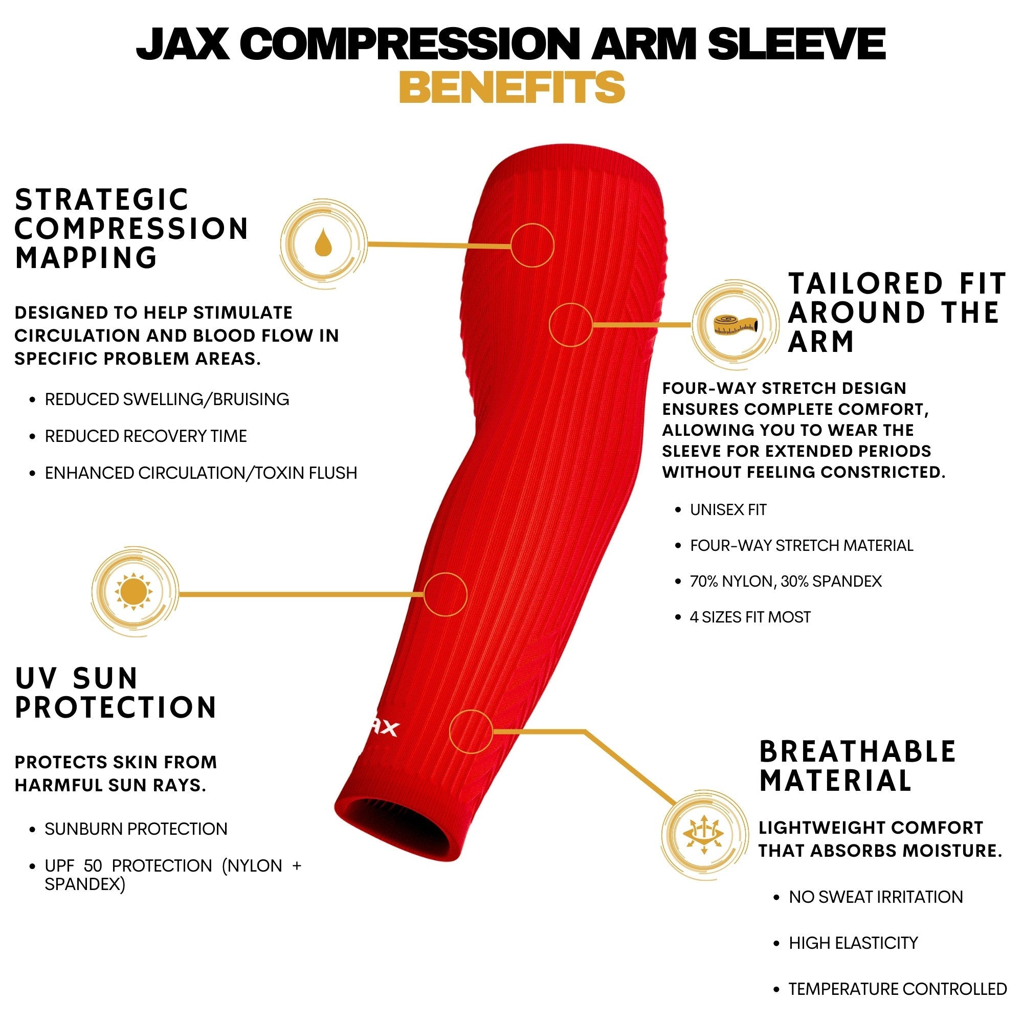 Jax Restore Recovery Premium Red Arm Sleeve