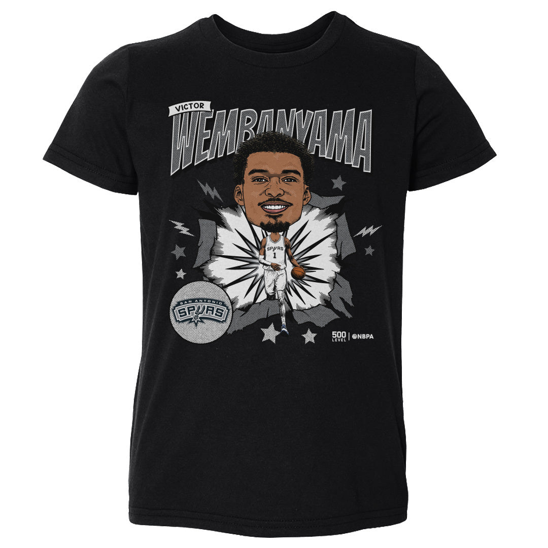 Victor Wembanyama San Antonio Spurs Caricature WHT Kids T-Shirt