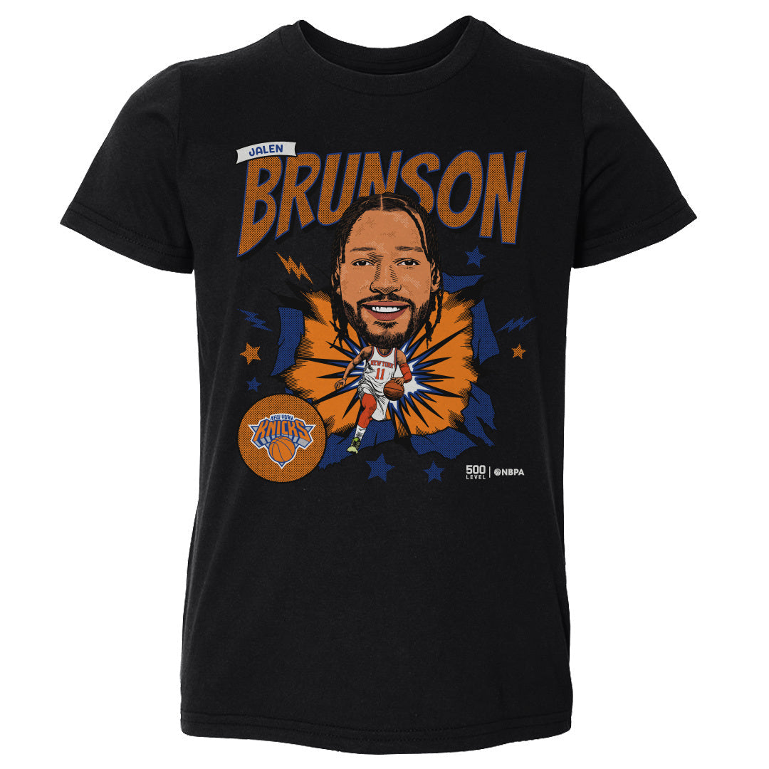 Jalen Brunson New York Knicks Caricature Retro WHT Kids T-Shirt