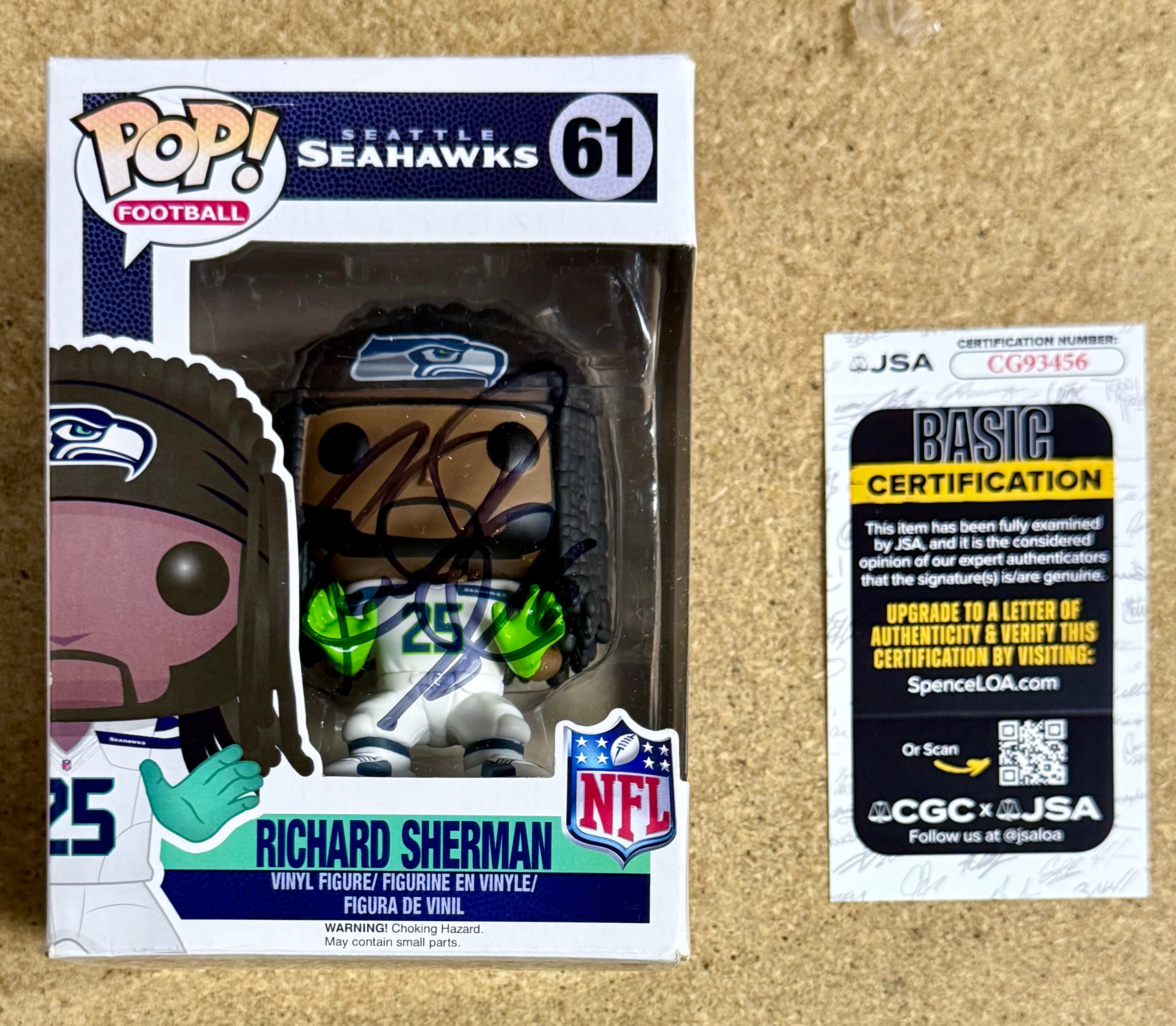 Richard Sherman Signed NFL Seattle Seahawks Vaulted Funko POP! #61