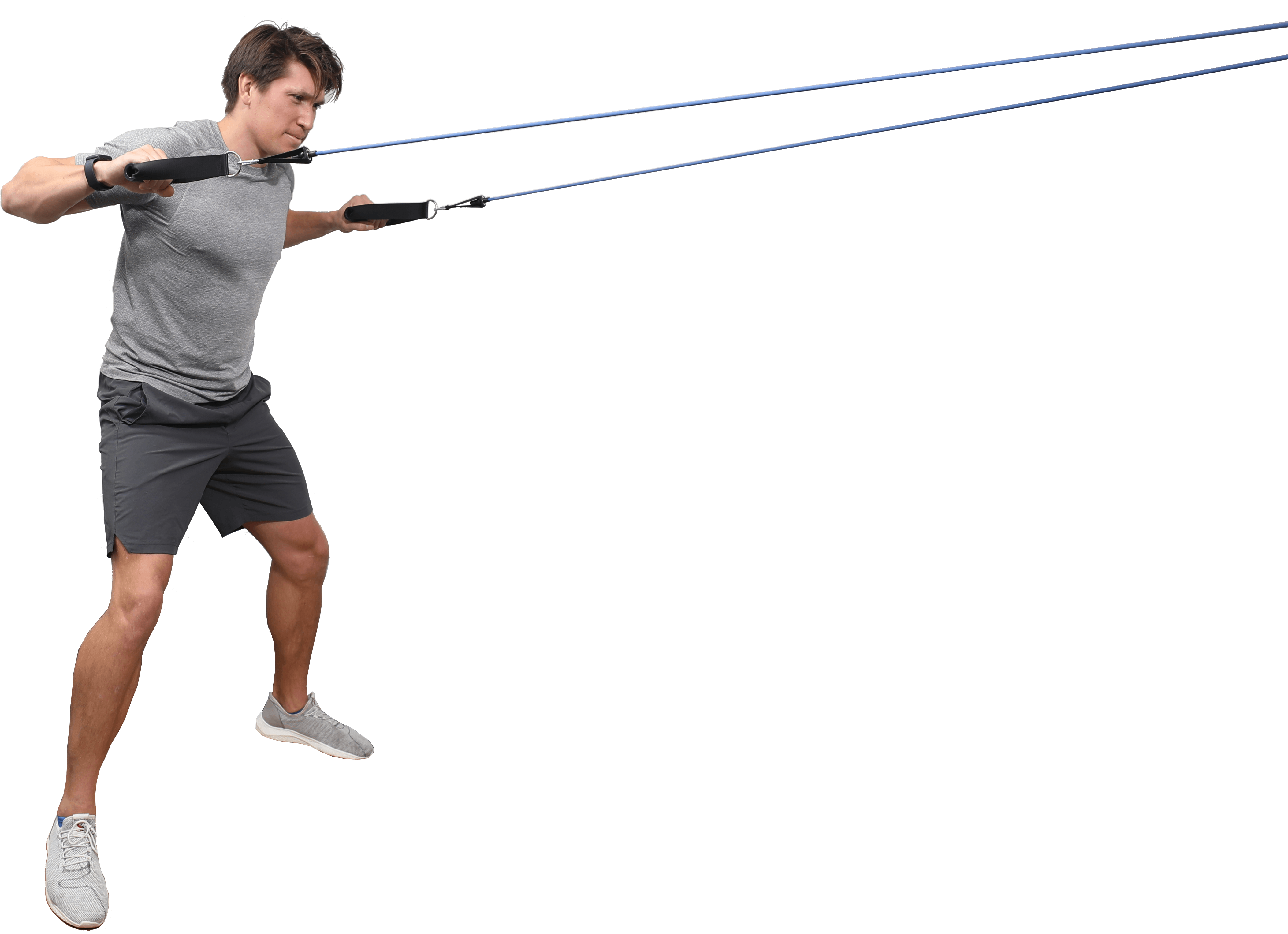 man using resistance bands kit
