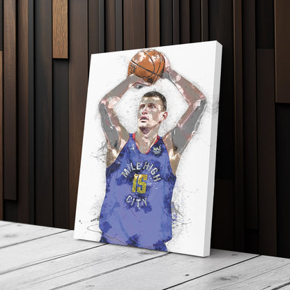 Nikola Jokic Canvas Art – Denver Nuggets Wall Decor