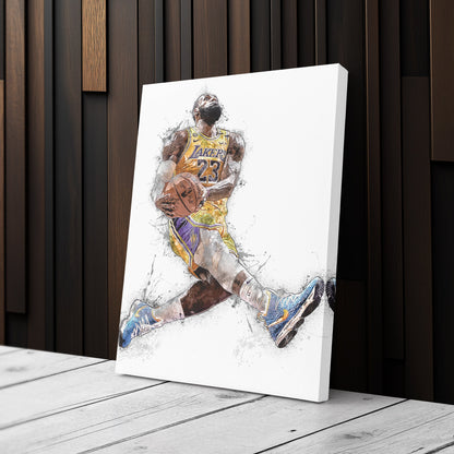 LeBron James Dunk Canvas Art – Los Angeles Lakers Wall Decor