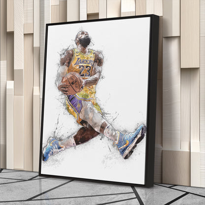 LeBron James Dunk Canvas Art – Los Angeles Lakers Wall Decor