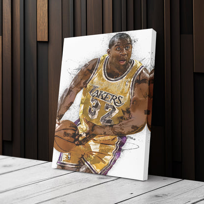 Magic Johnson Canvas Art – Los Angeles Lakers Wall Decor