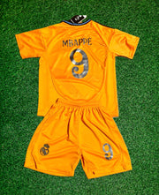 Kylian Mbappe Real Madrid Special Orange 3rd Jersey Toddler/youth Soccer Jersey Kids Kit