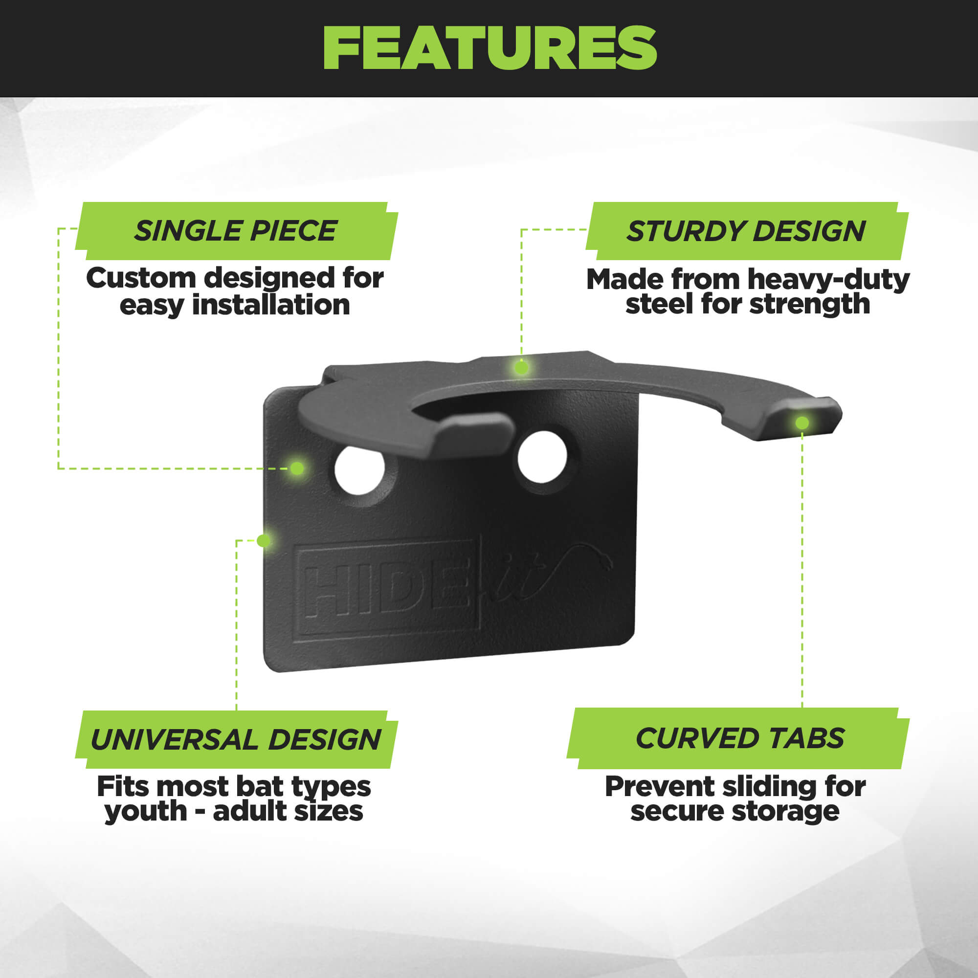 HIDEit Vertical Baseball Bat Mount